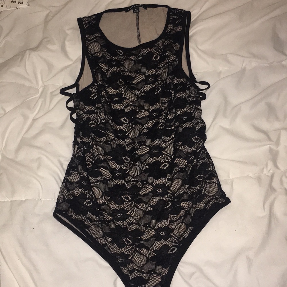 Black Lace Cut Out Body Suit